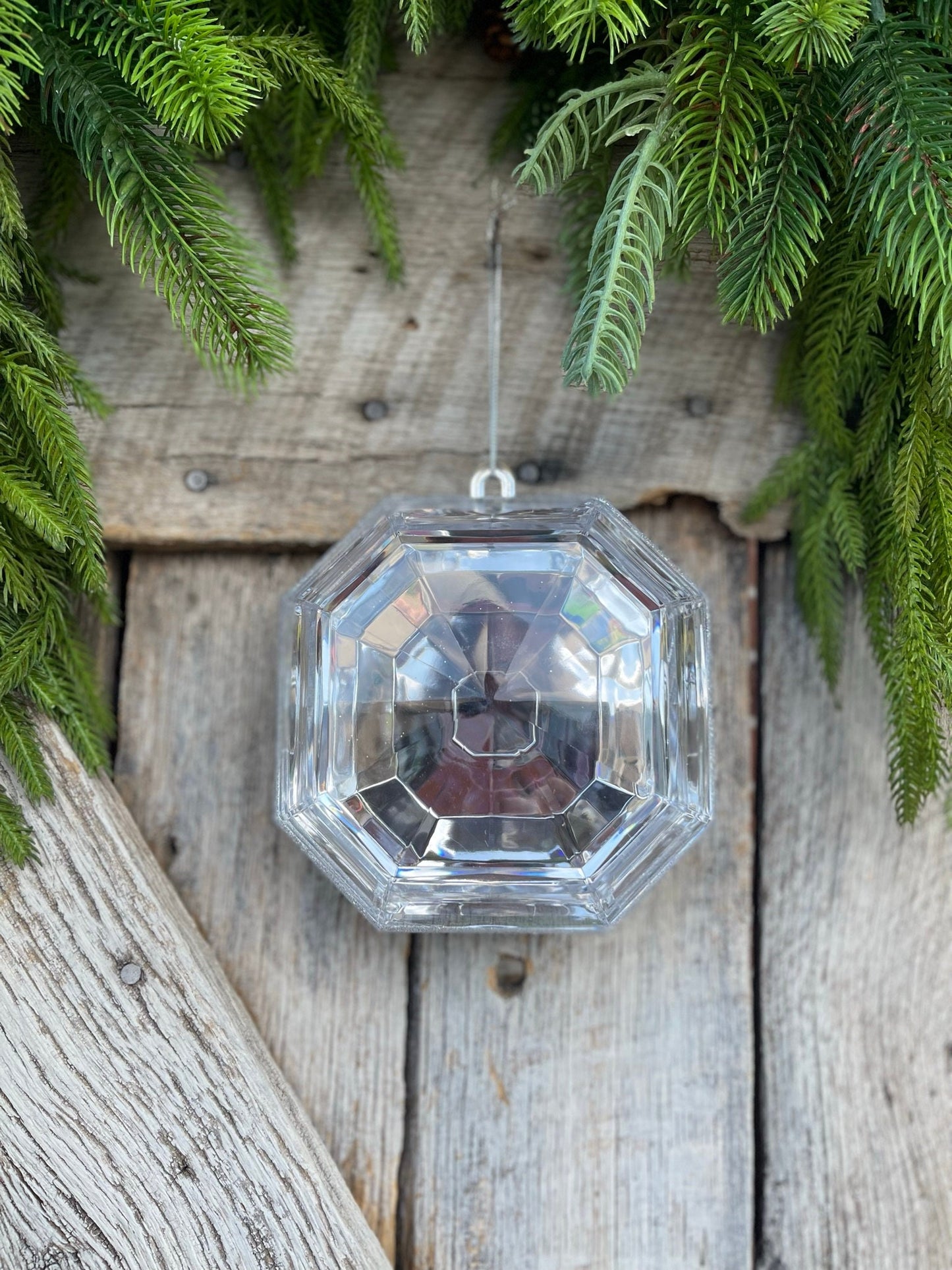 6" Clear Square Jewel, Christmas Jewel Ornament
