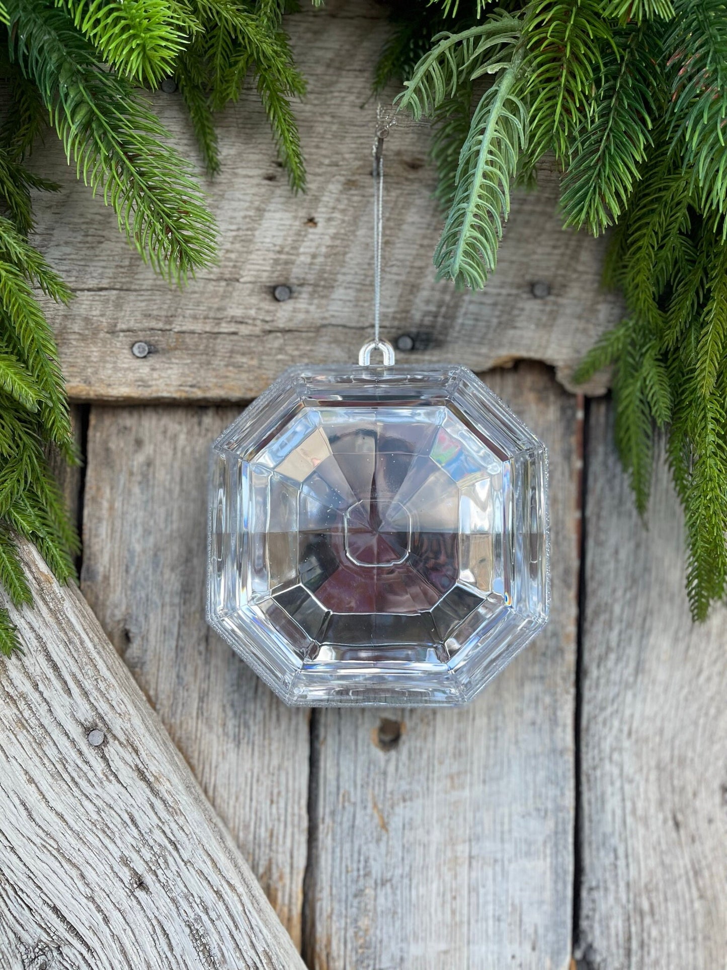 6" Clear Square Jewel, Christmas Jewel Ornament