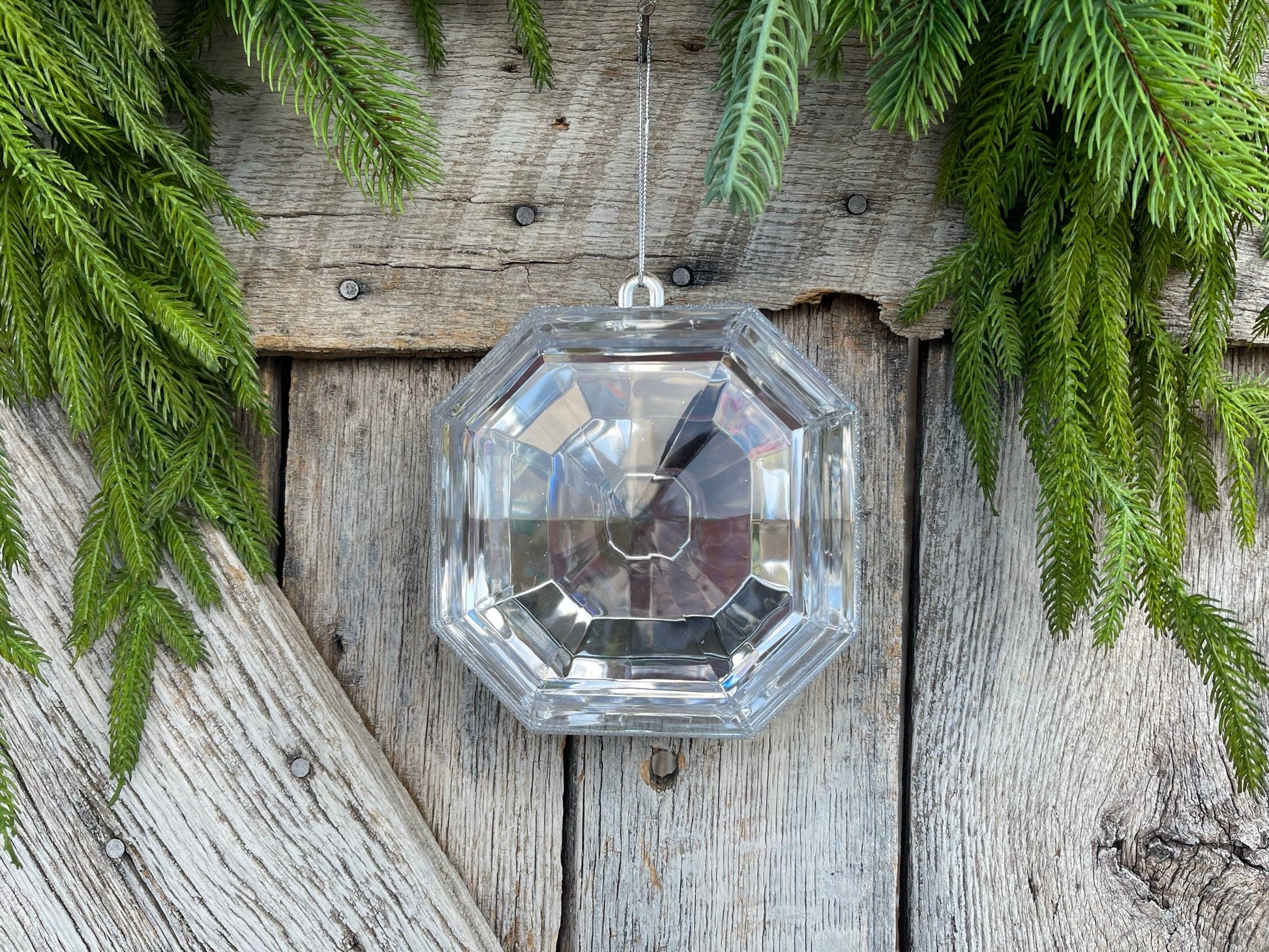 6" Clear Square Jewel, Christmas Jewel Ornament