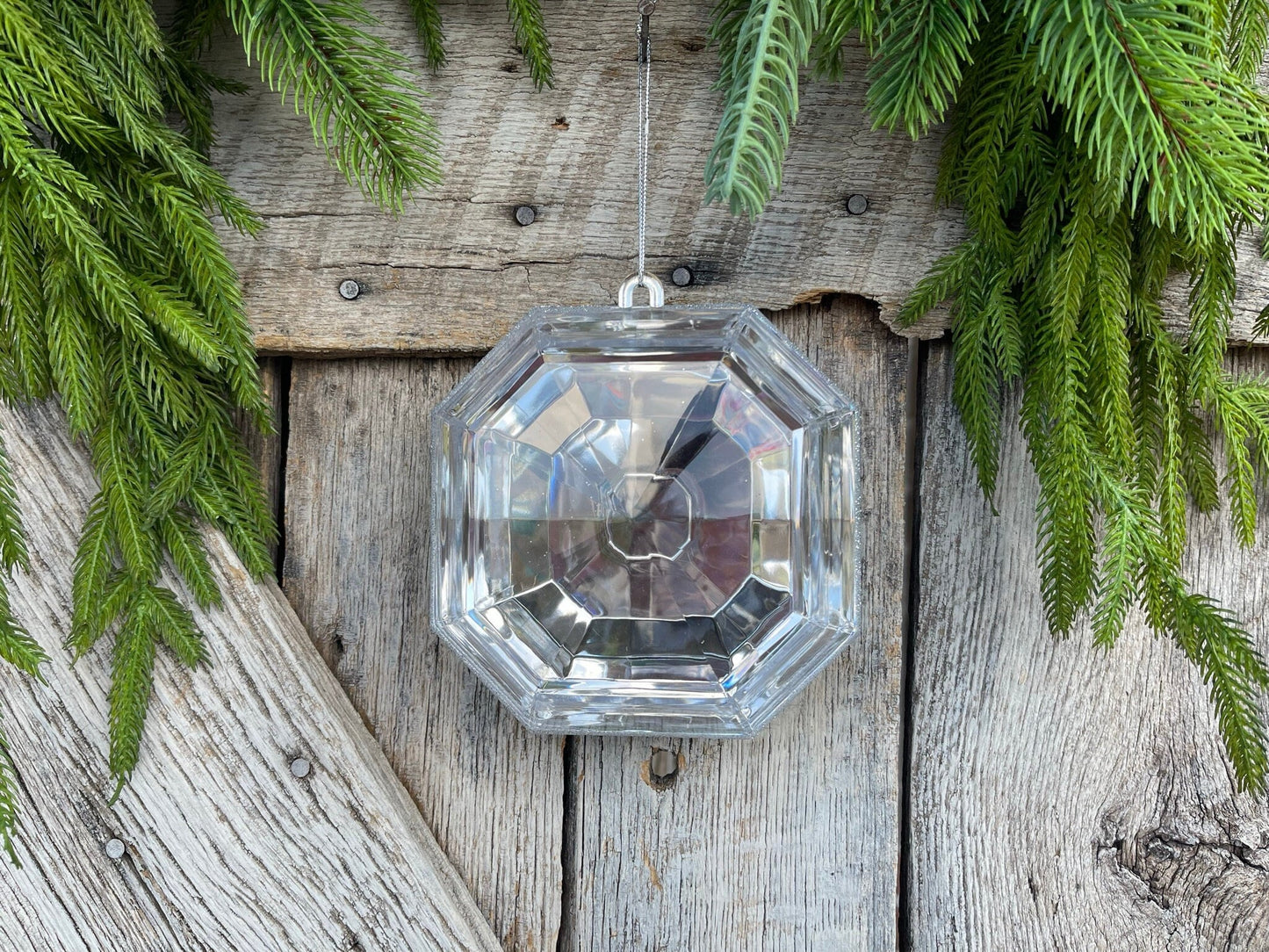 6" Clear Square Jewel, Christmas Jewel Ornament