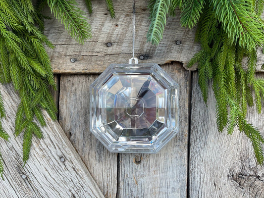 6" Clear Square Jewel, Christmas Jewel Ornament