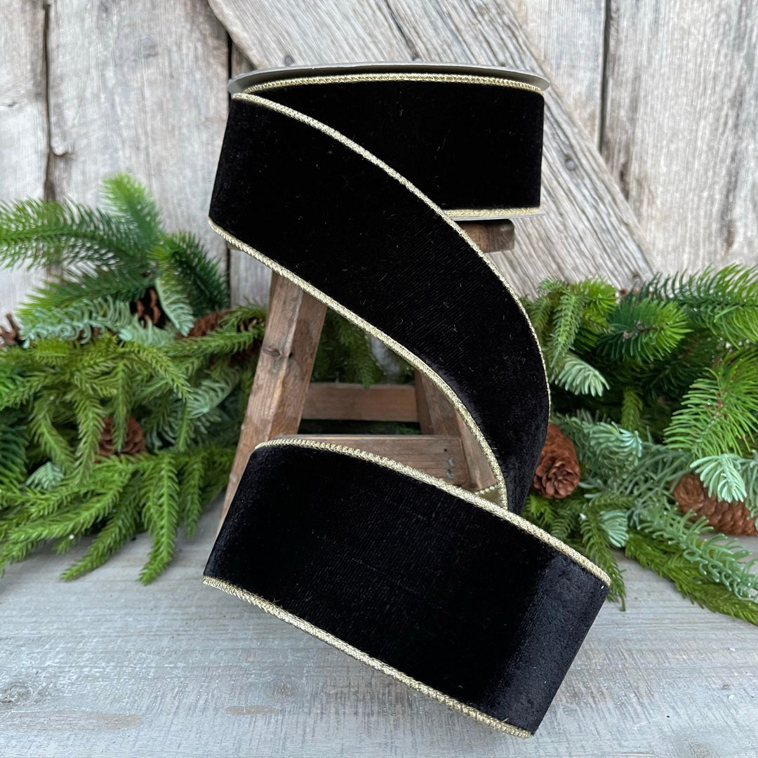 2.5" Black Flashy Velvet, Farrisilk Ribbon