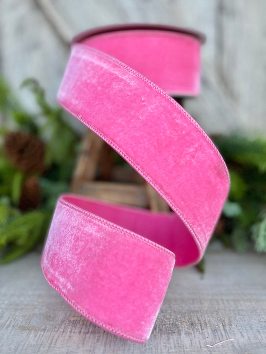 2.5" Bubblegum Pink Velvet, Farrisilk Ribbon, Designer RIbbon