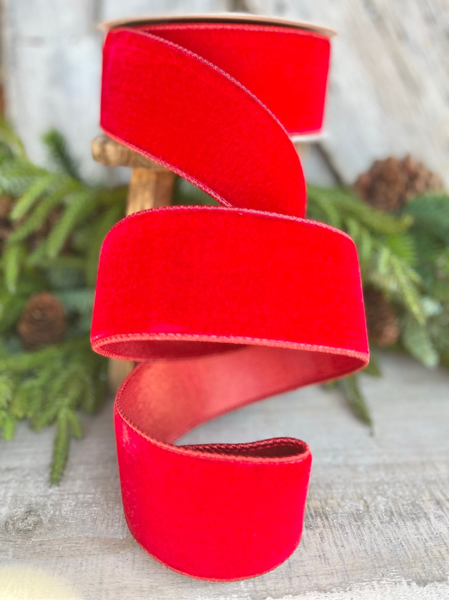 2.5" Farrisilk Red Velvet, Christmas Tree Ribbon