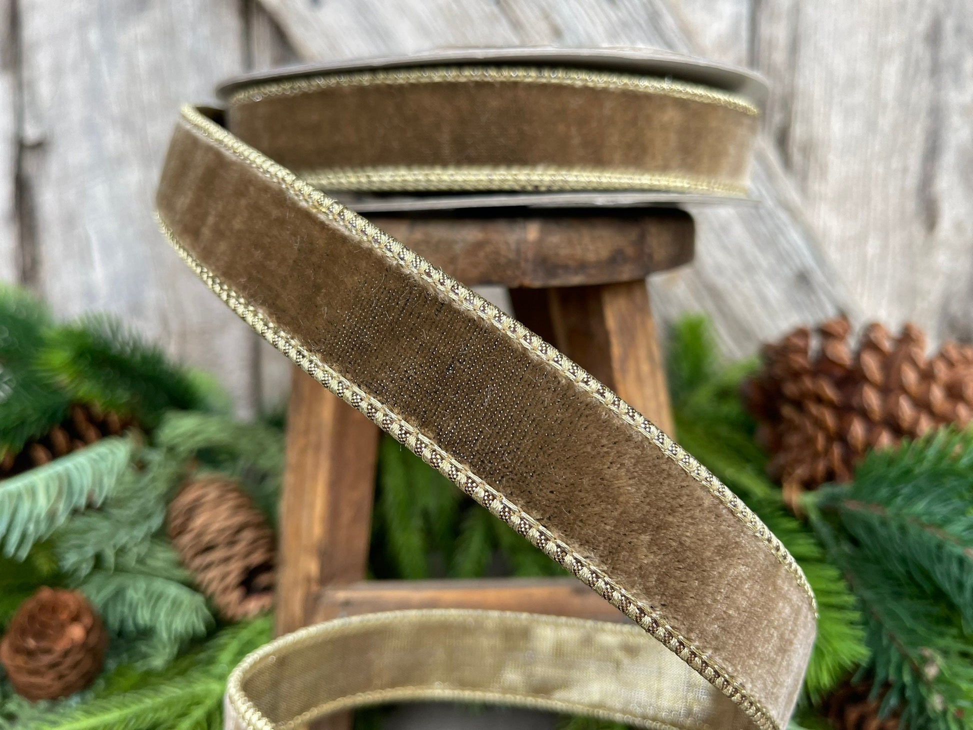 1” Mink Velvet Ribbon, Farrisilk ribbon
