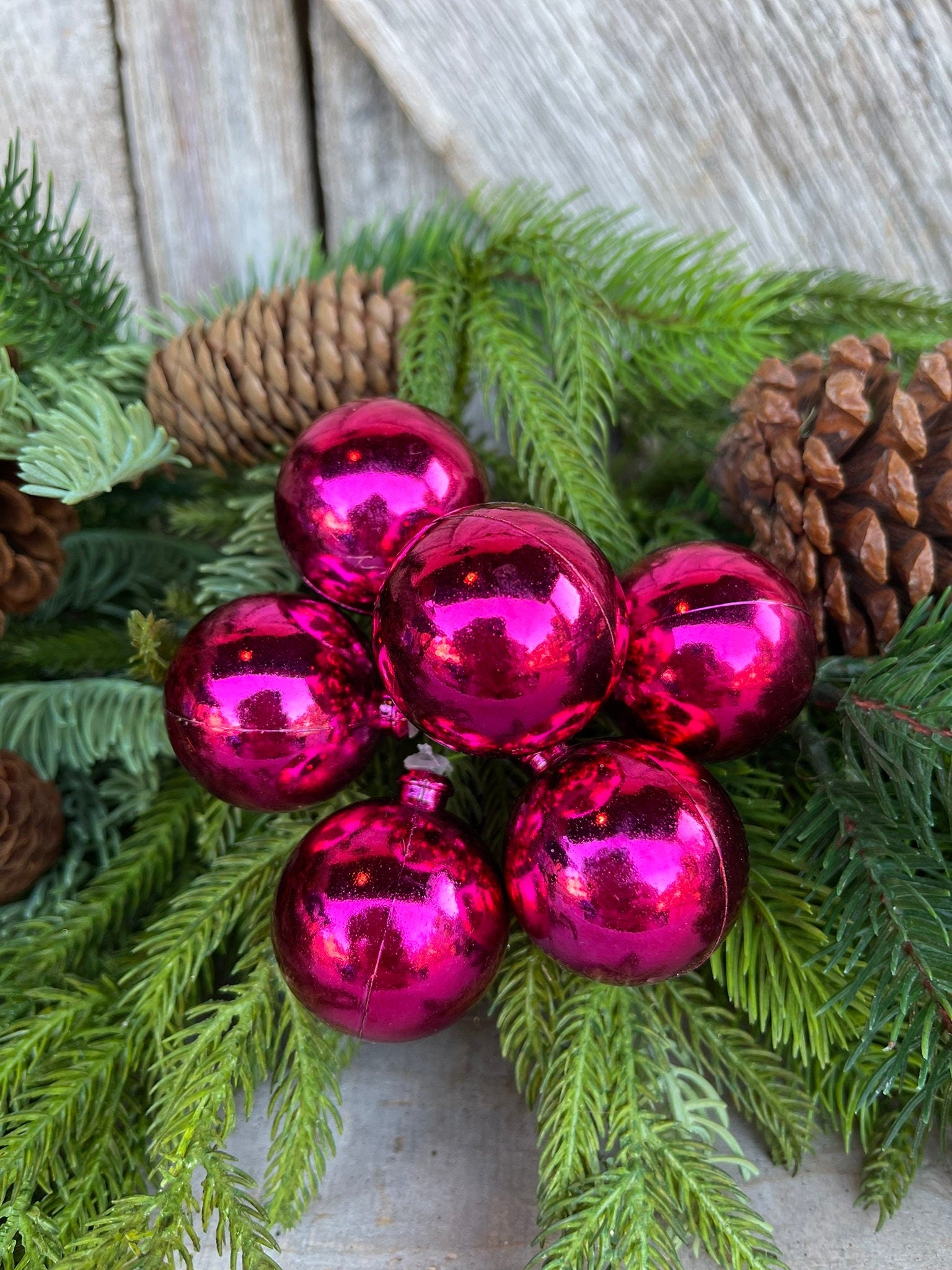 8" Hot Pink Ornament Ball Pick, Hot Pink Ball Pick, Ornament Pick