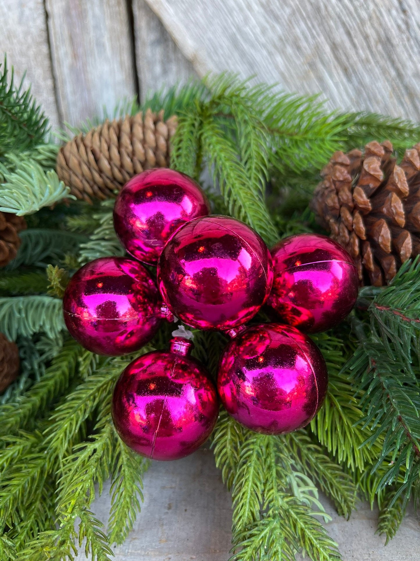 8" Hot Pink Ornament Ball Pick, Hot Pink Ball Pick, Ornament Pick