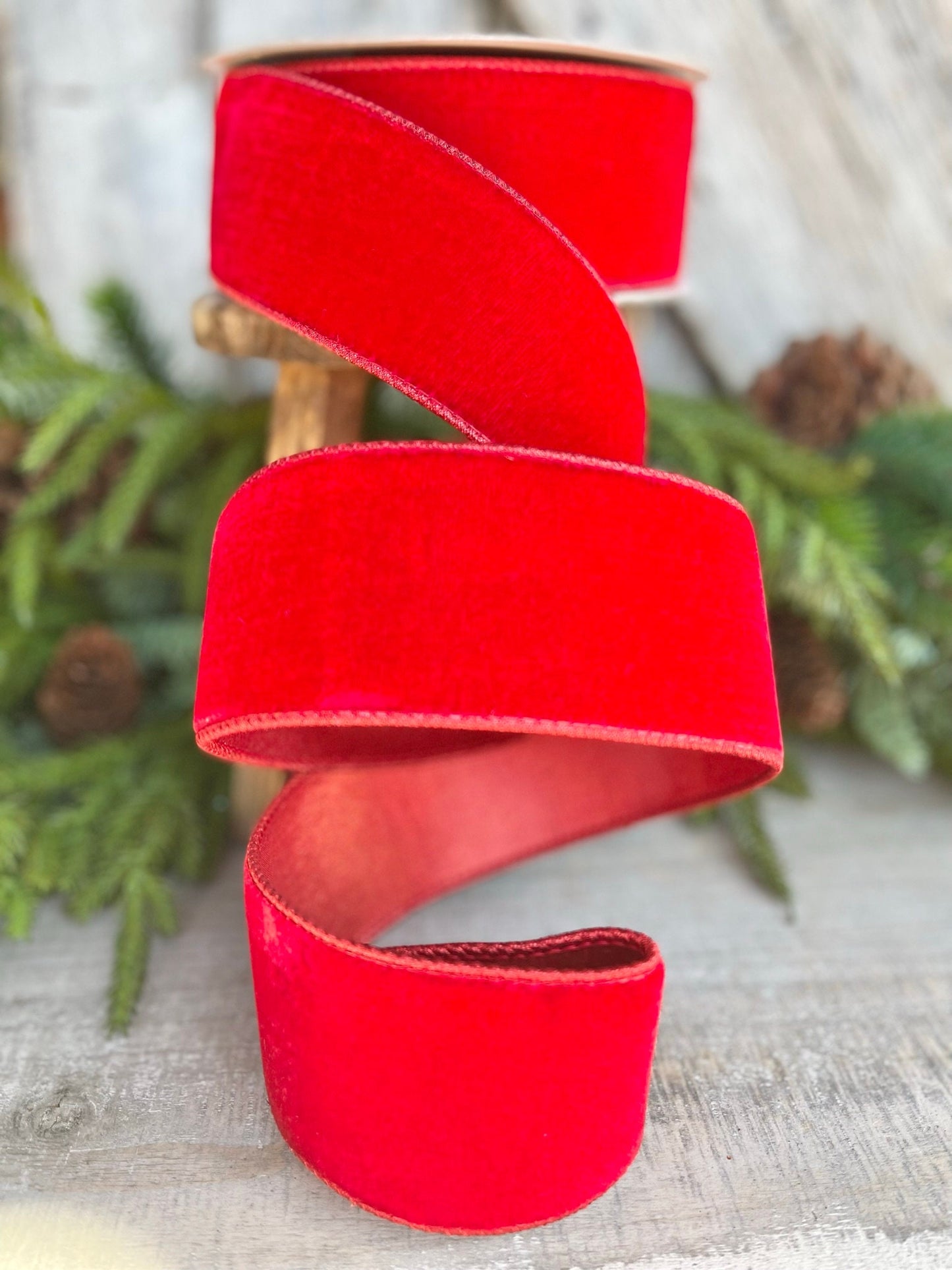 2.5" Farrisilk Red Velvet, Christmas Tree Ribbon