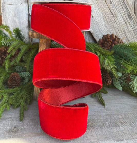 2.5" Farrisilk Red Velvet, Christmas Tree Ribbon