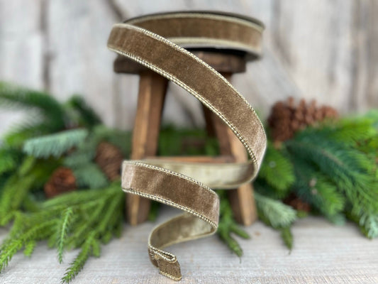 1” Mink Velvet Ribbon, Farrisilk ribbon