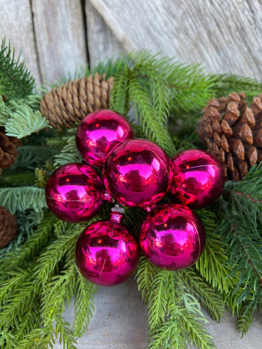 8" Hot Pink Ornament Ball Pick, Hot Pink Ball Pick, Ornament Pick