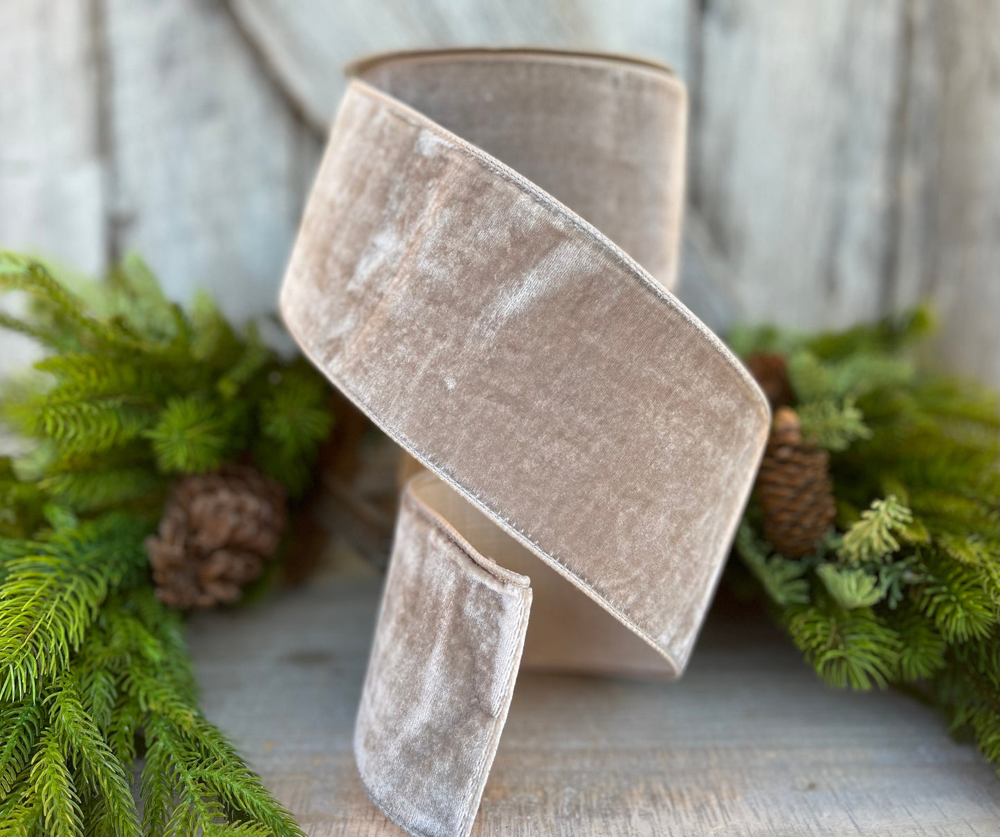 4" Platinum velvet ribbon, Christmas tree ribbon