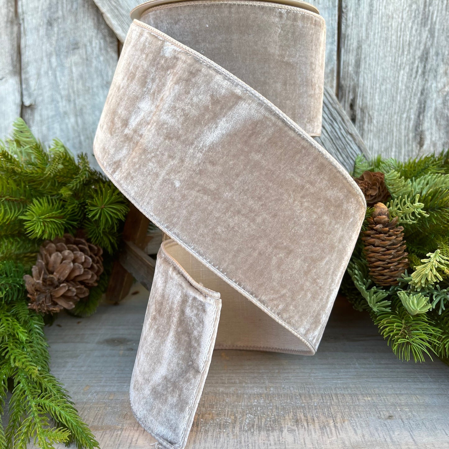 4" Platinum velvet ribbon, Christmas tree ribbon