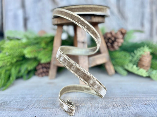 3/4” Mink Velvet Ribbon, Farrisilk ribbon