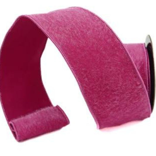 2.5" Hot Pink Fleece Ribbon, Wired Fleece Ribbon