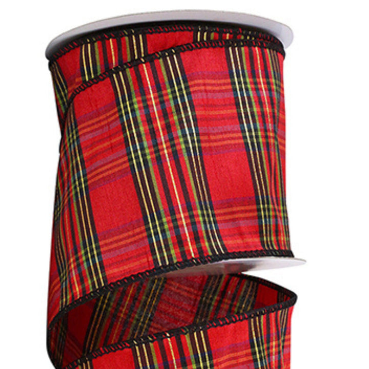 4" Red Christmas Plaid, Woodsy Christmas Ribbon, Christmas Plaid Ribbon