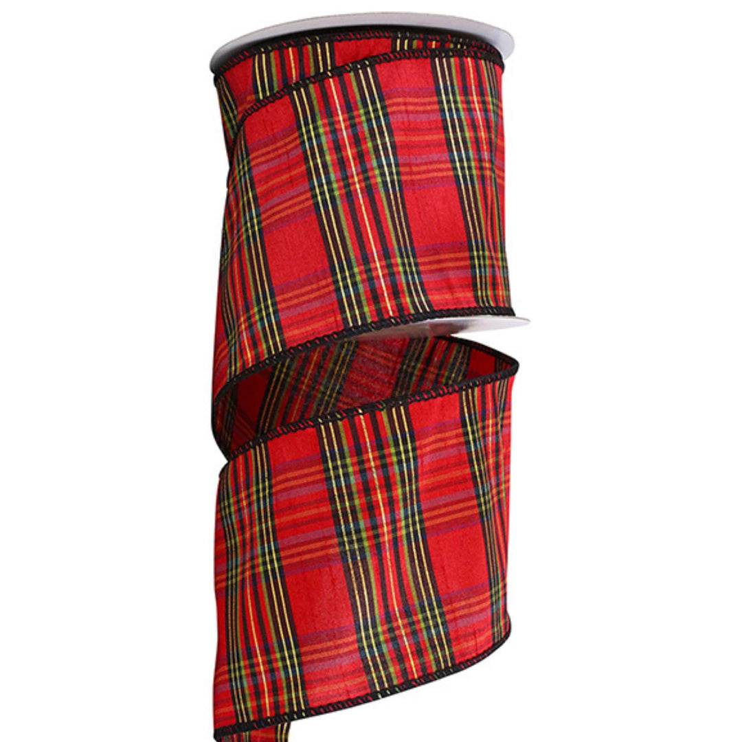 4" Red Christmas Plaid, Woodsy Christmas Ribbon, Christmas Plaid Ribbon
