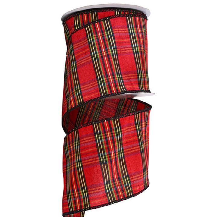 4" Red Christmas Plaid, Woodsy Christmas Ribbon, Christmas Plaid Ribbon