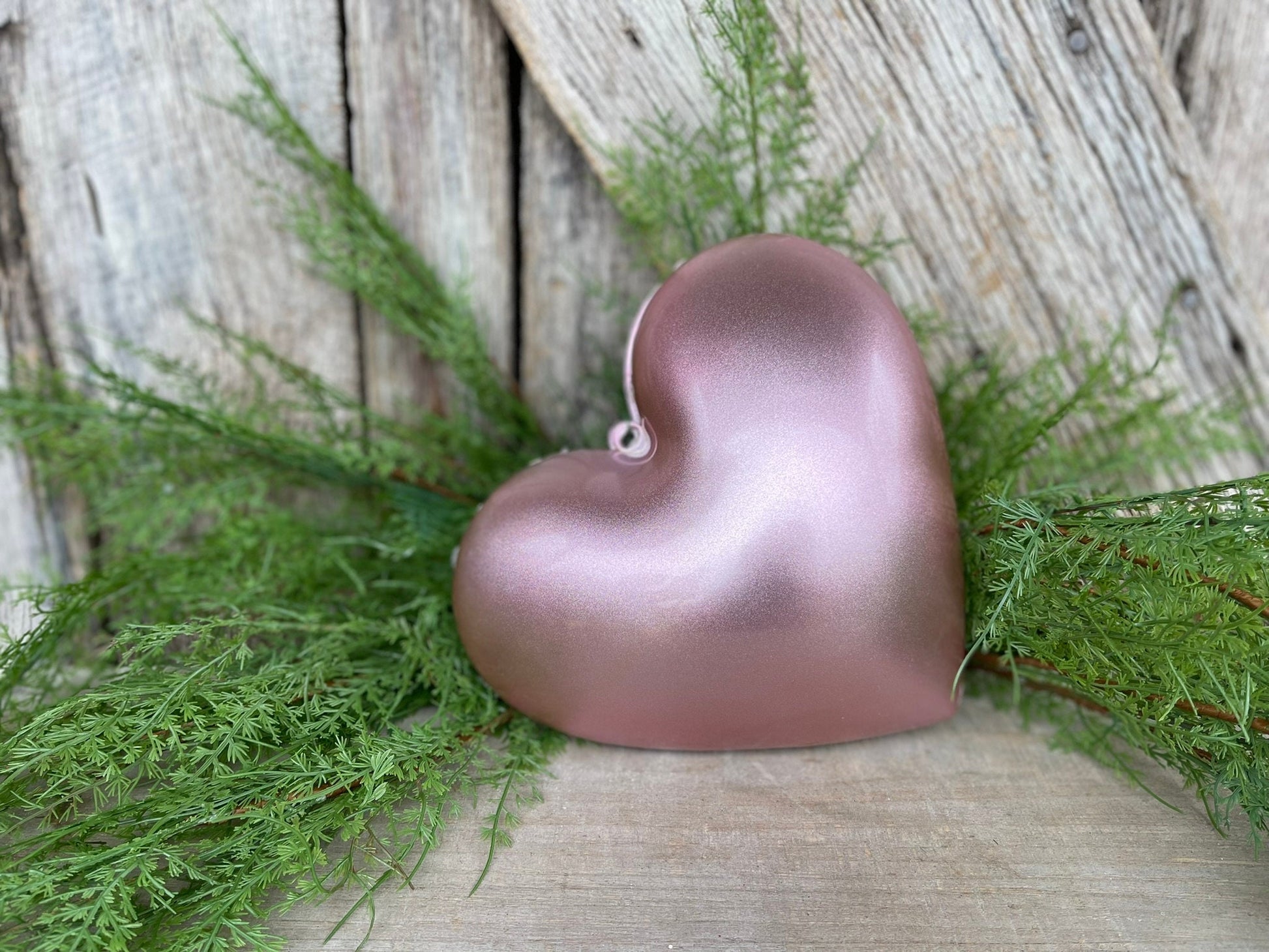 8" Light PInk Heart Ornament, Farrisilk Heart Ornament, Valentine Heart