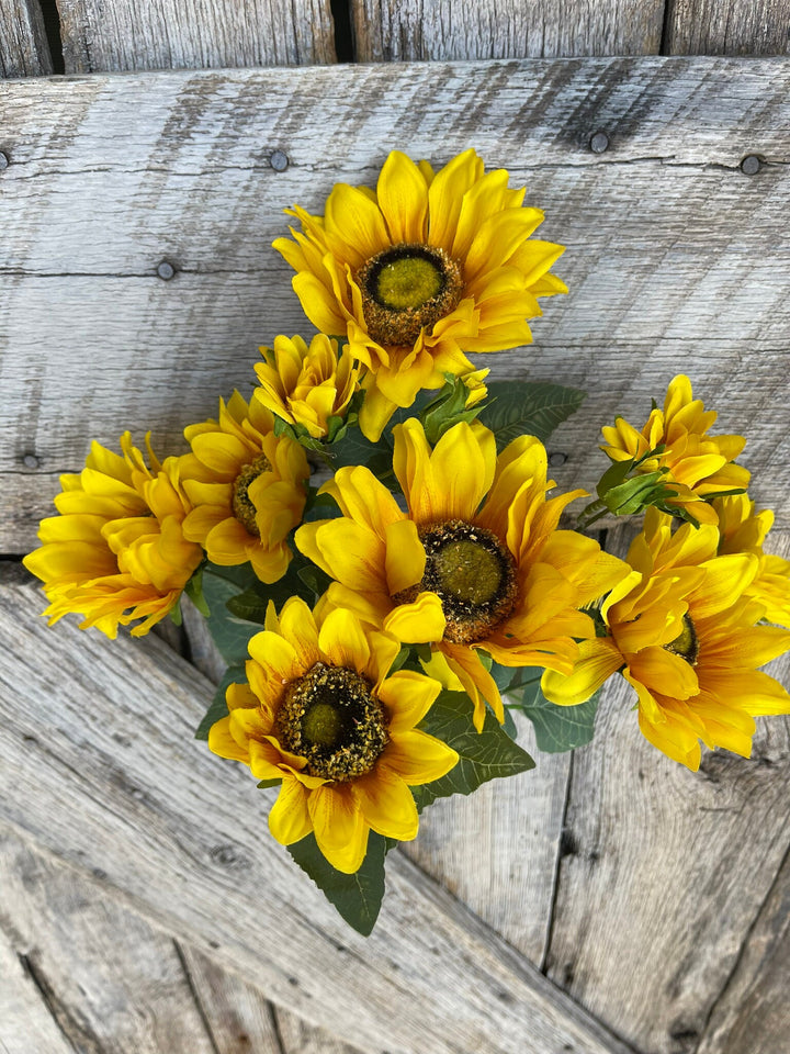 18" Yellow Artificial Sunflower Bush, Yellow Floral Arrangement, Home Decor