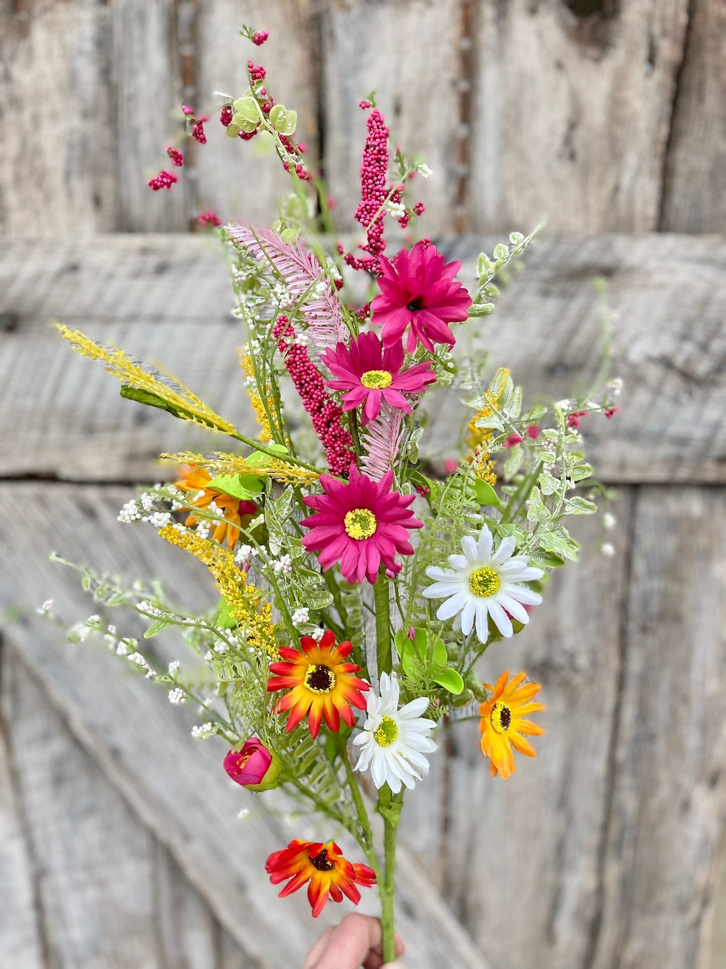 30" Hot Pink Daisy Spray, Bright Floral Spray, Spring FLoral Spray