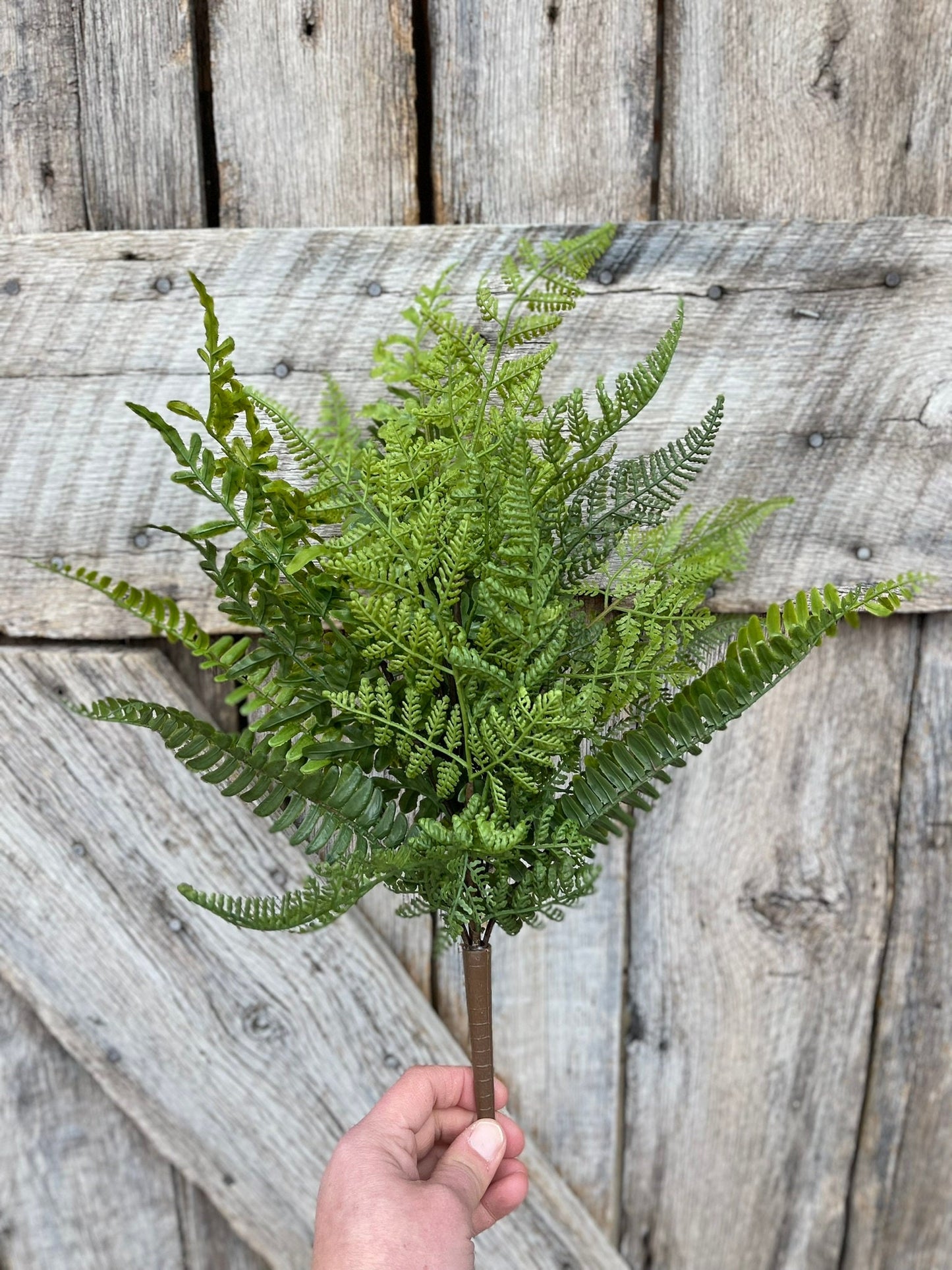 18" Real Touch Fern Bush, Artificial Fern Bush, Greenery Bush