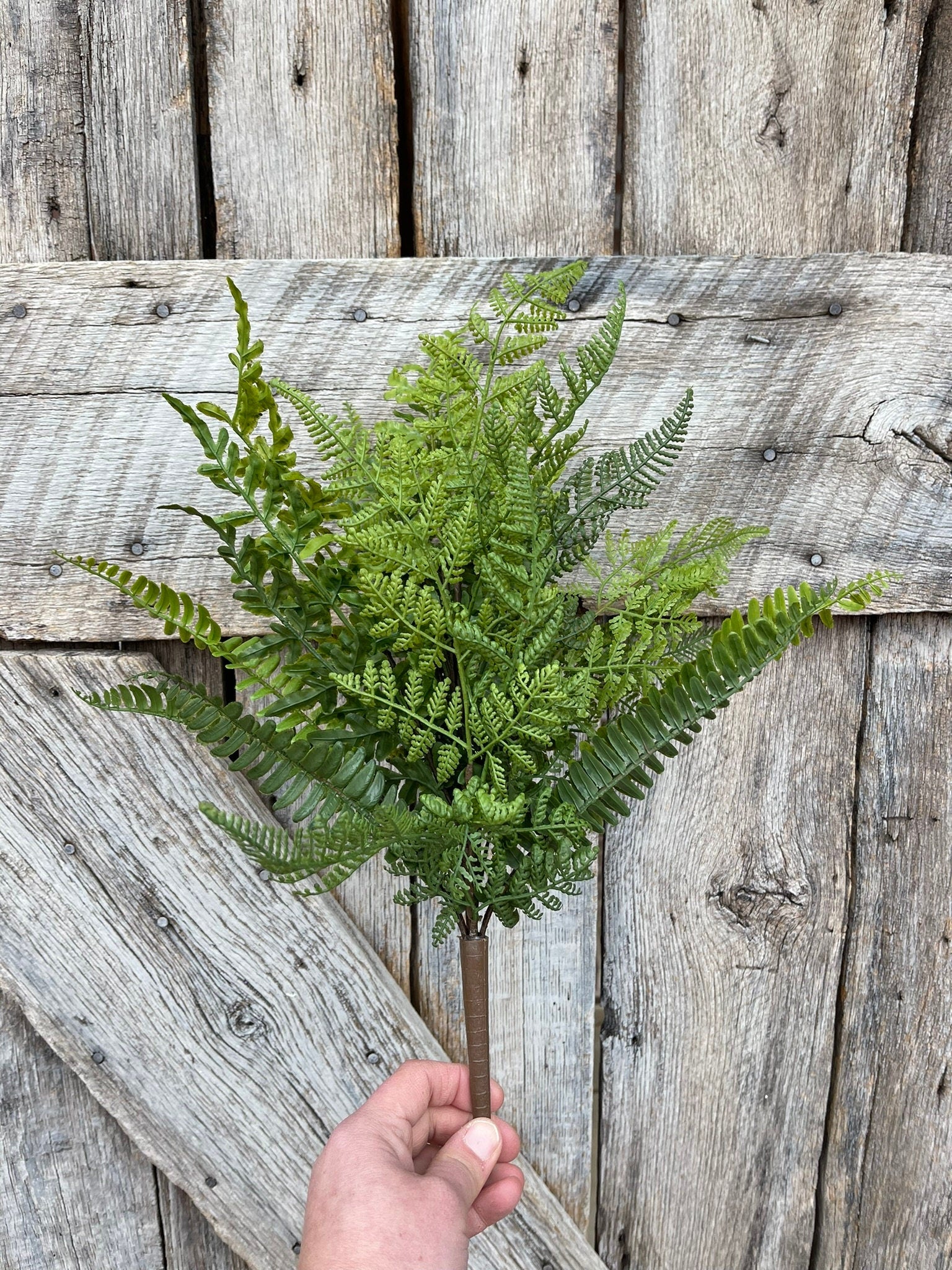 18" Real Touch Fern Bush, Artificial Fern Bush, Greenery Bush