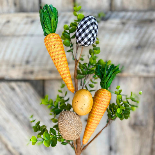 30" Easter Egg Orange Carrot Spray, Farmhouse Easter Spray