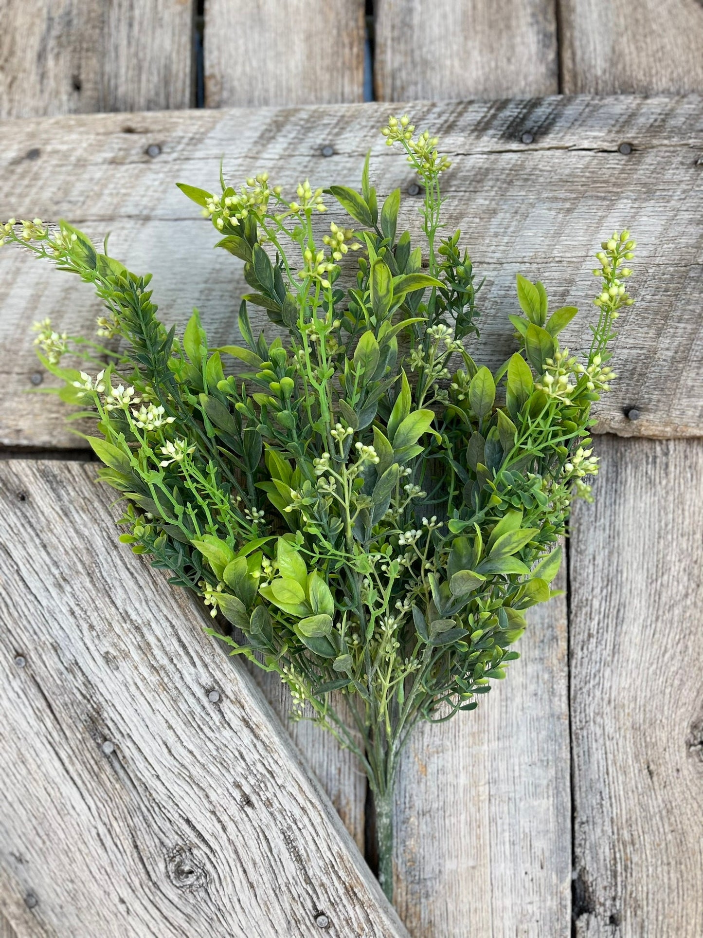 21" Mixed Greenery Bush, Greenery Bush Mixed Leaves/Spike/Grasses Light Green/Green, Foliage Bush