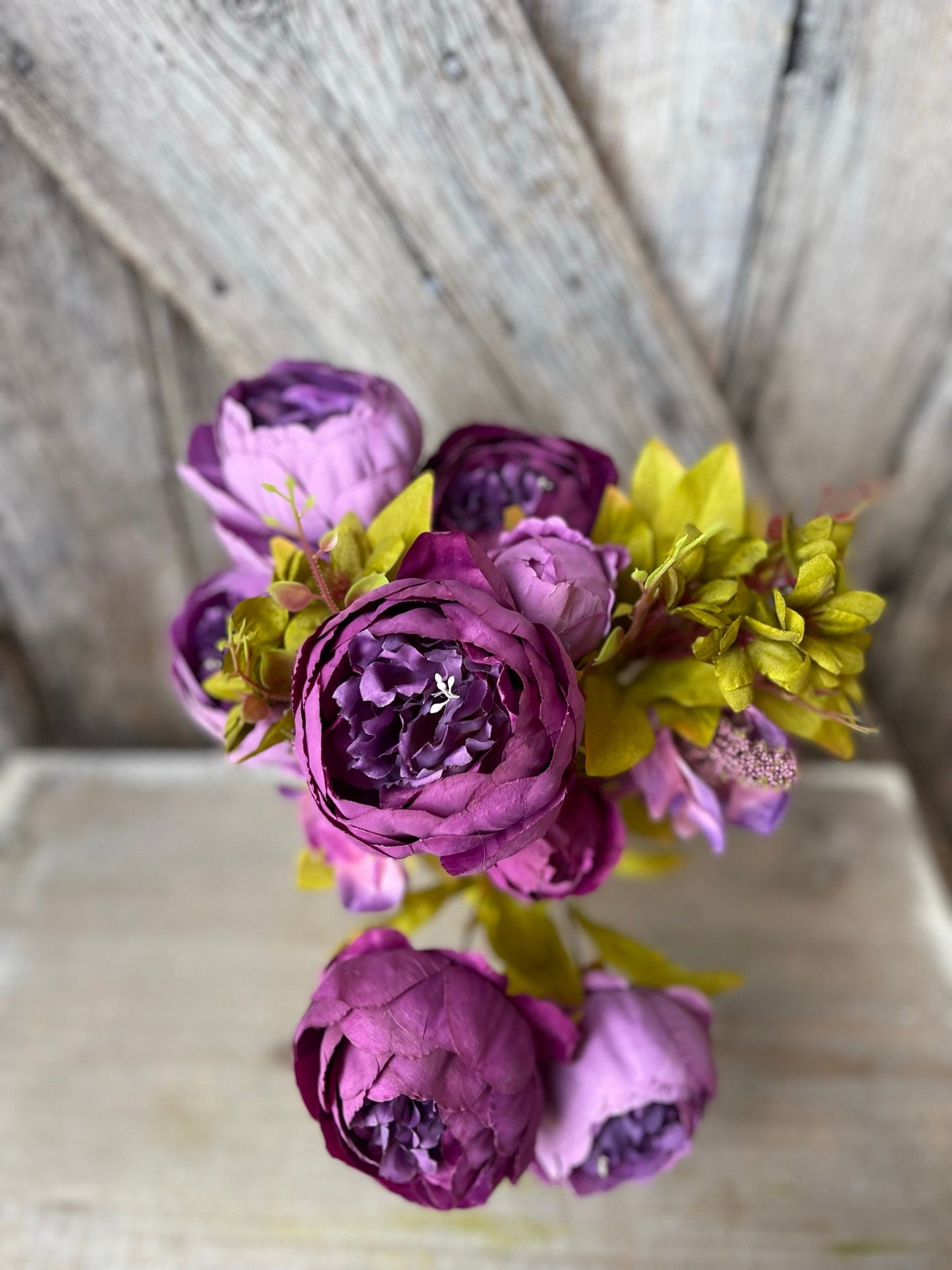 20" Purple Peony Bush, Artificial Peony, Pink Peony Bush