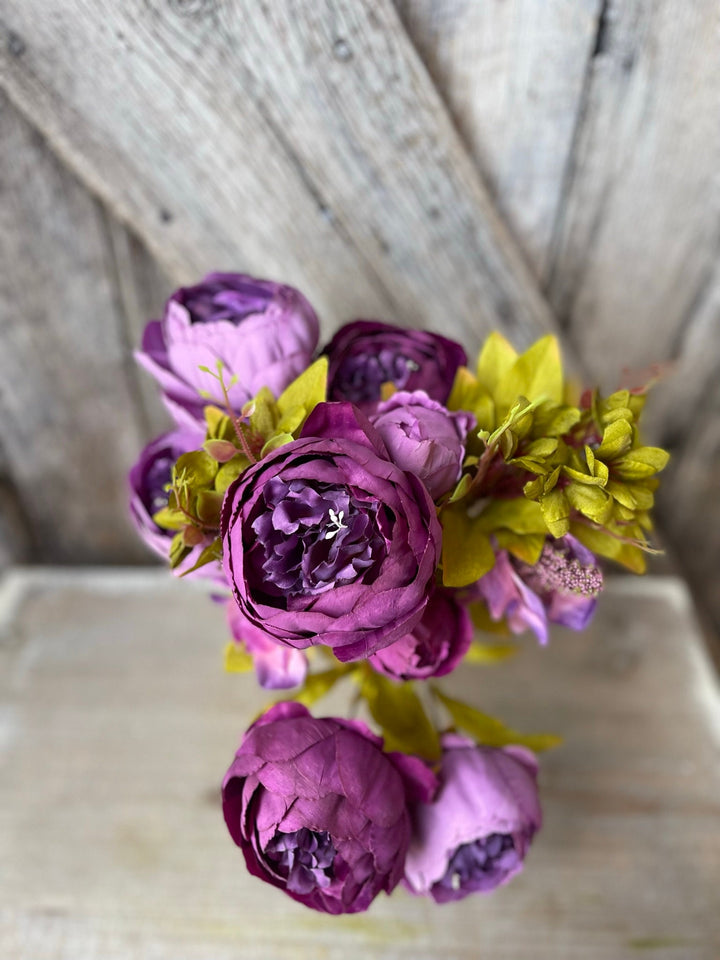 20" Purple Peony Bush, Artificial Peony, Pink Peony Bush