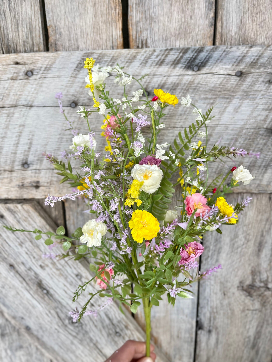 20" Mixed Wild Flower Bush, Floral Filler Spray, Spring Florals