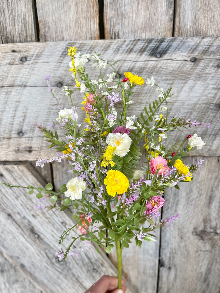 20" Mixed Wild Flower Bush, Floral Filler Spray, Spring Florals