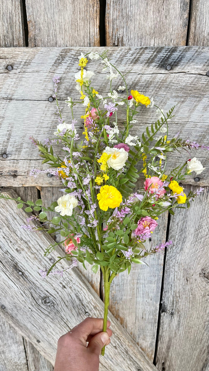 20" Mixed Wild Flower Bush, Floral Filler Spray, Spring Florals