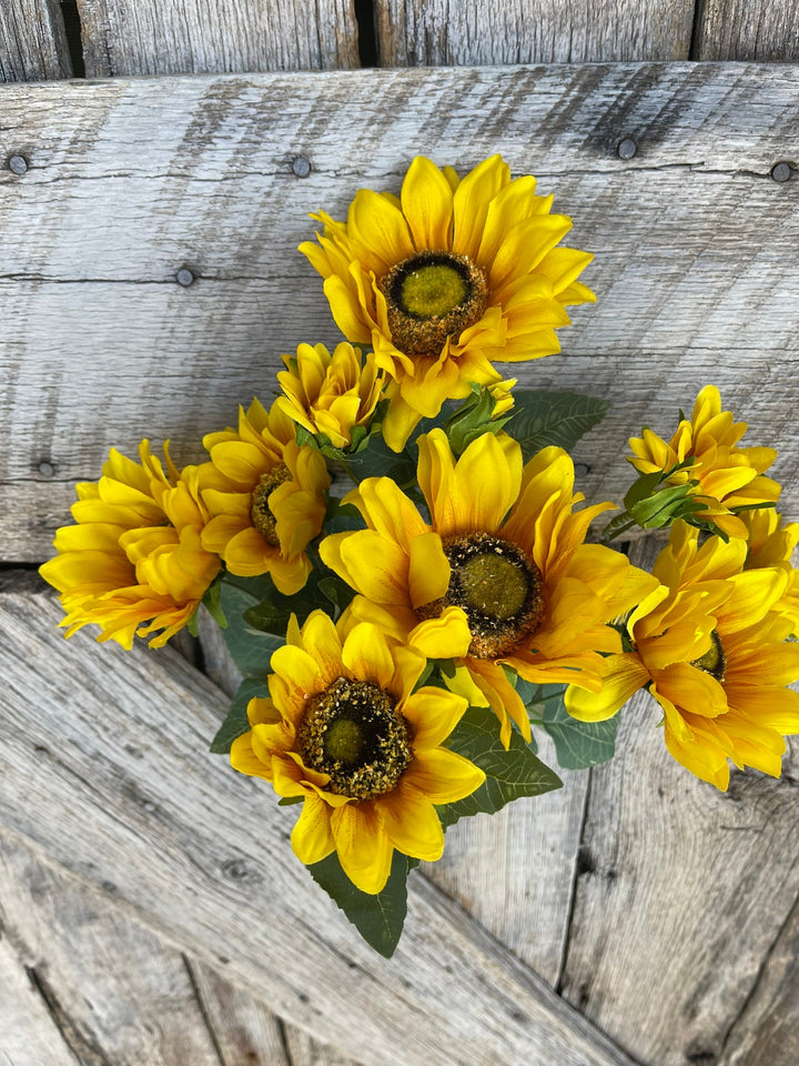 18" Yellow Artificial Sunflower Bush, Yellow Floral Arrangement, Home Decor