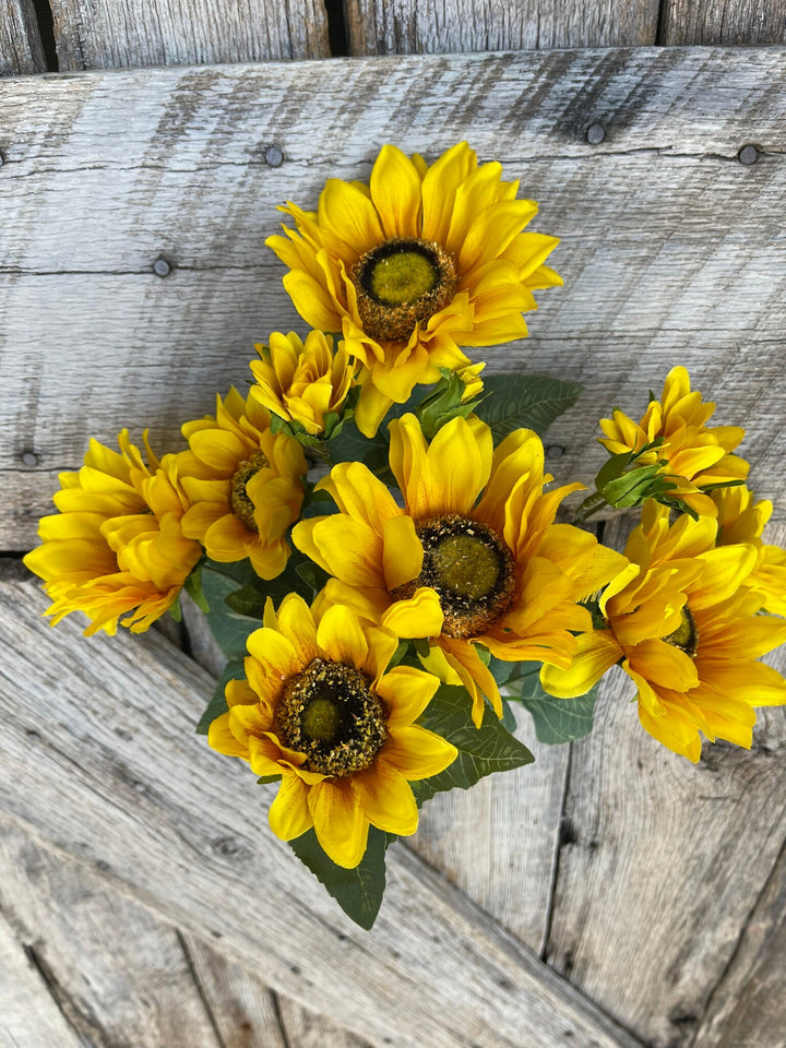 18" Yellow Artificial Sunflower Bush, Yellow Floral Arrangement, Home Decor