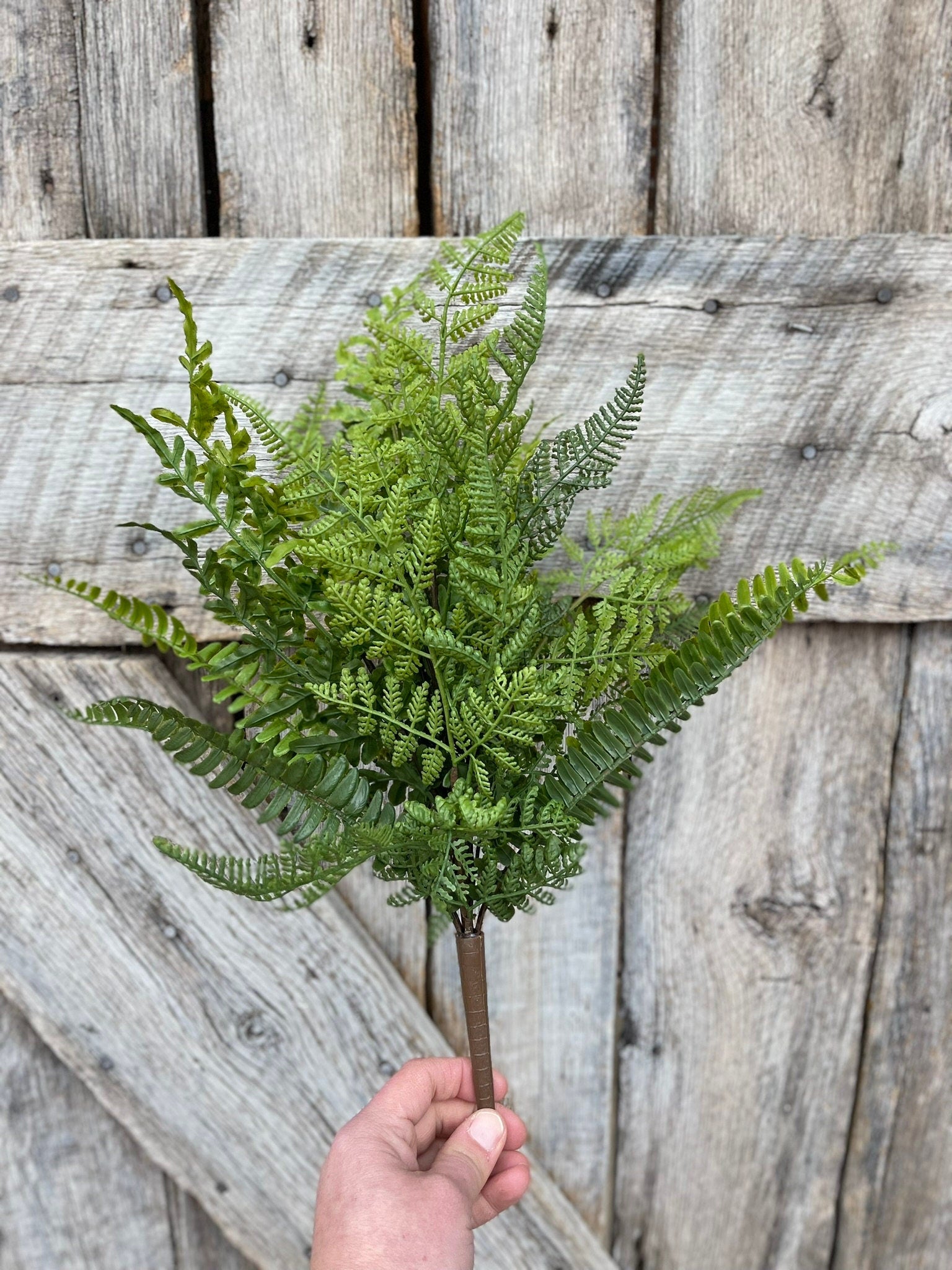 18" Real Touch Fern Bush, Artificial Fern Bush, Greenery Bush