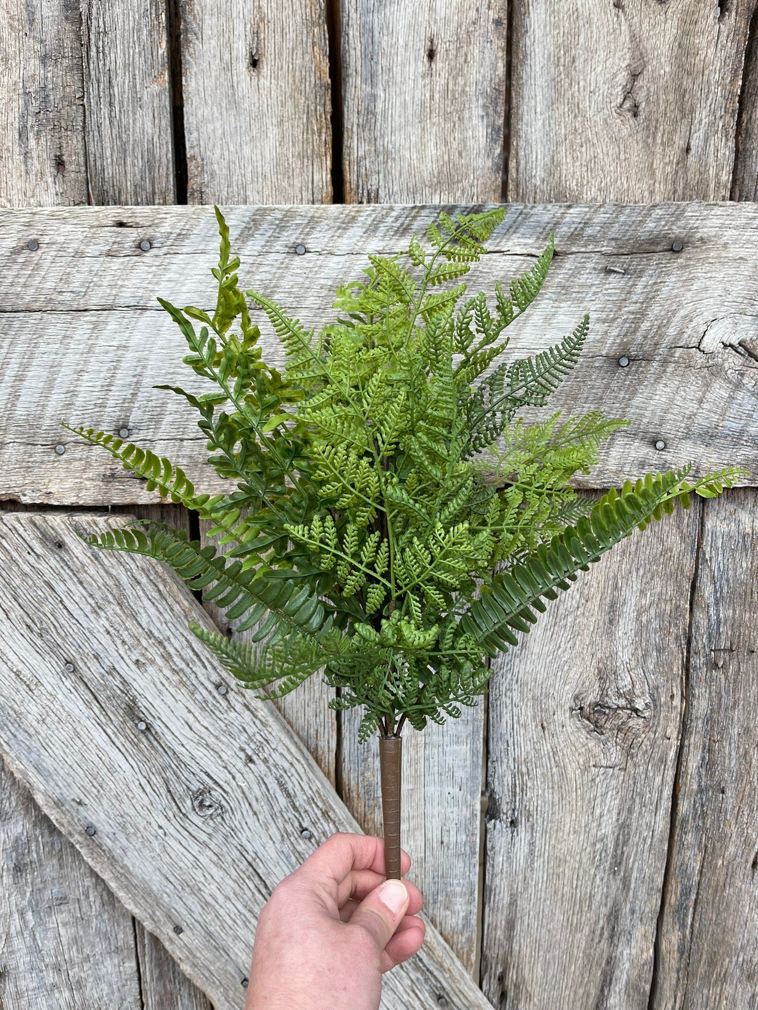 18" Real Touch Fern Bush, Artificial Fern Bush, Greenery Bush