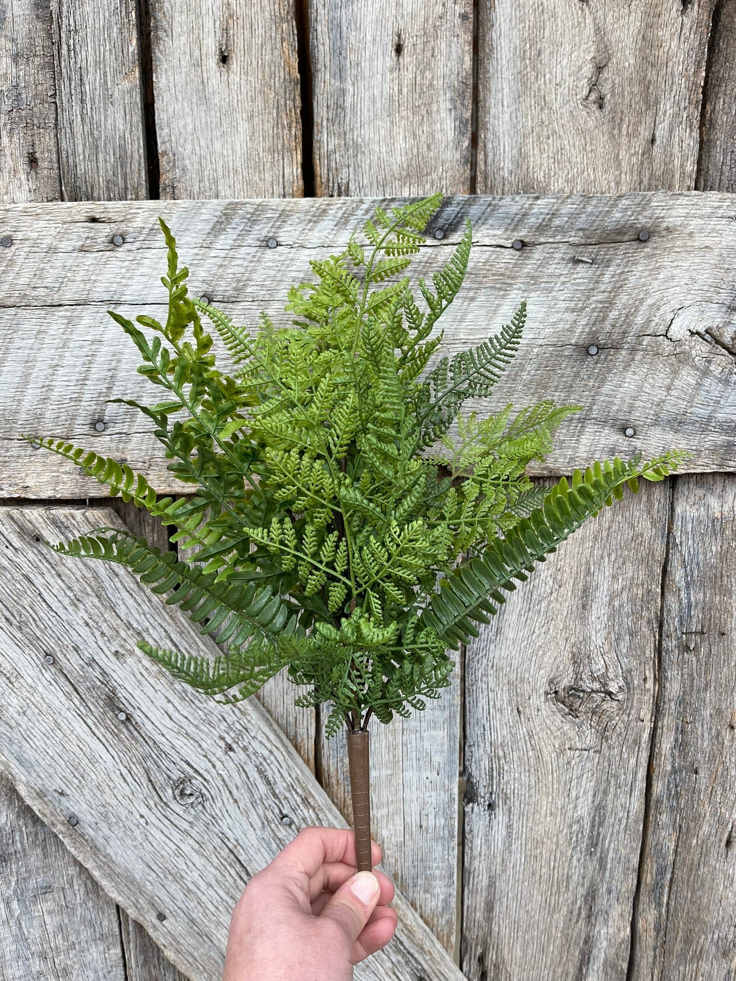18" Real Touch Fern Bush, Artificial Fern Bush, Greenery Bush