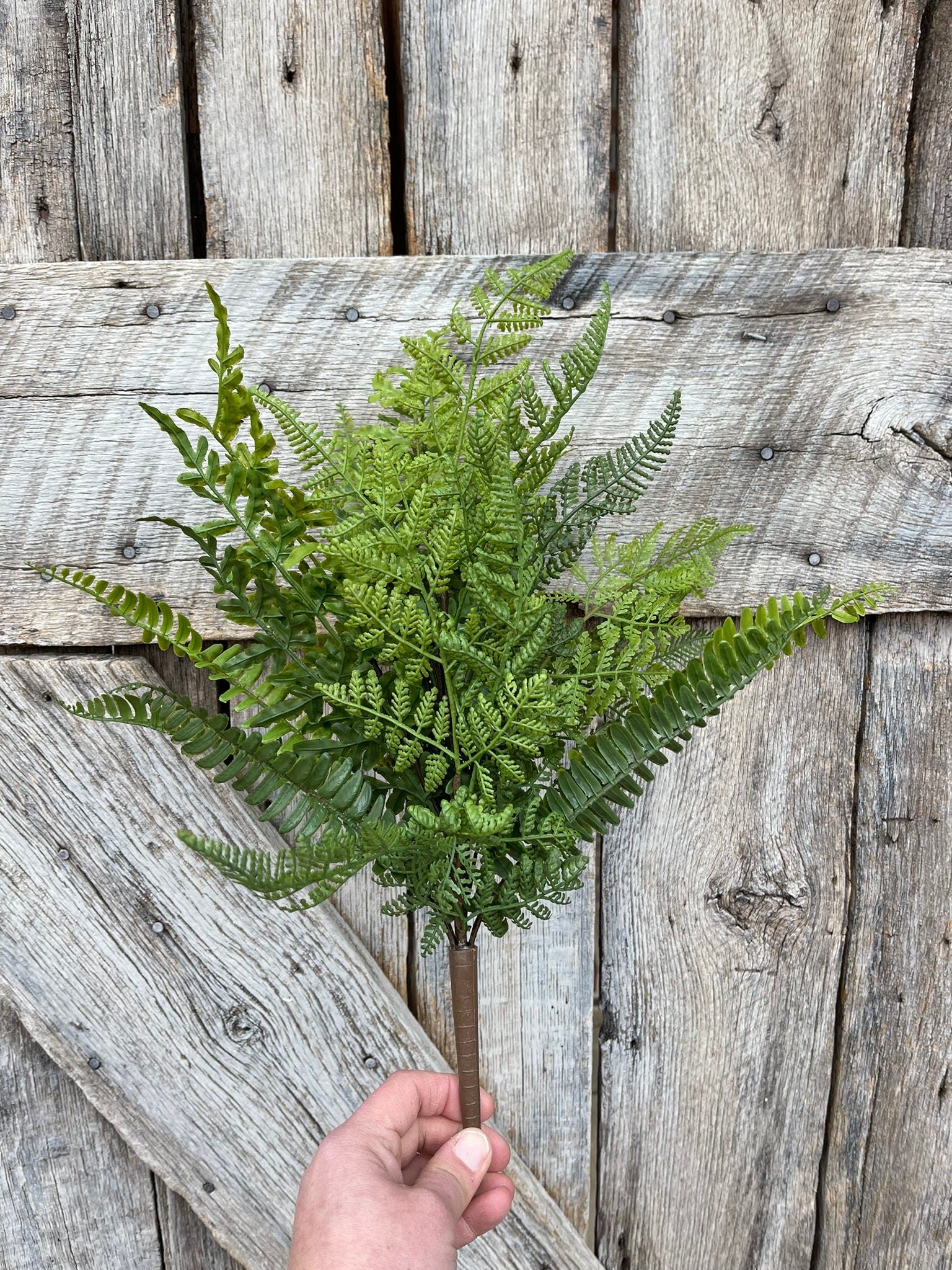 18" Real Touch Fern Bush, Artificial Fern Bush, Greenery Bush