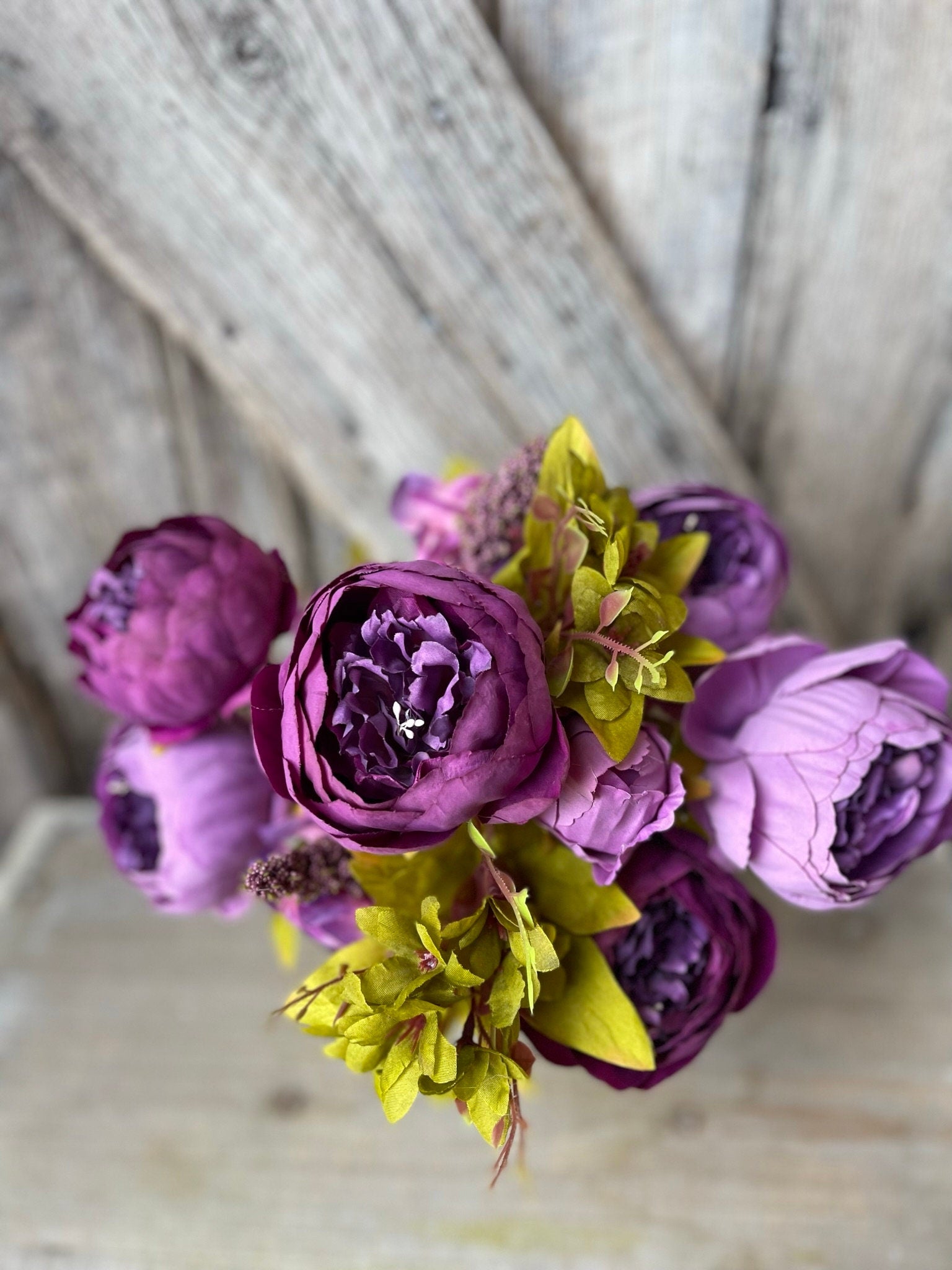 20" Purple Peony Bush, Artificial Peony, Pink Peony Bush