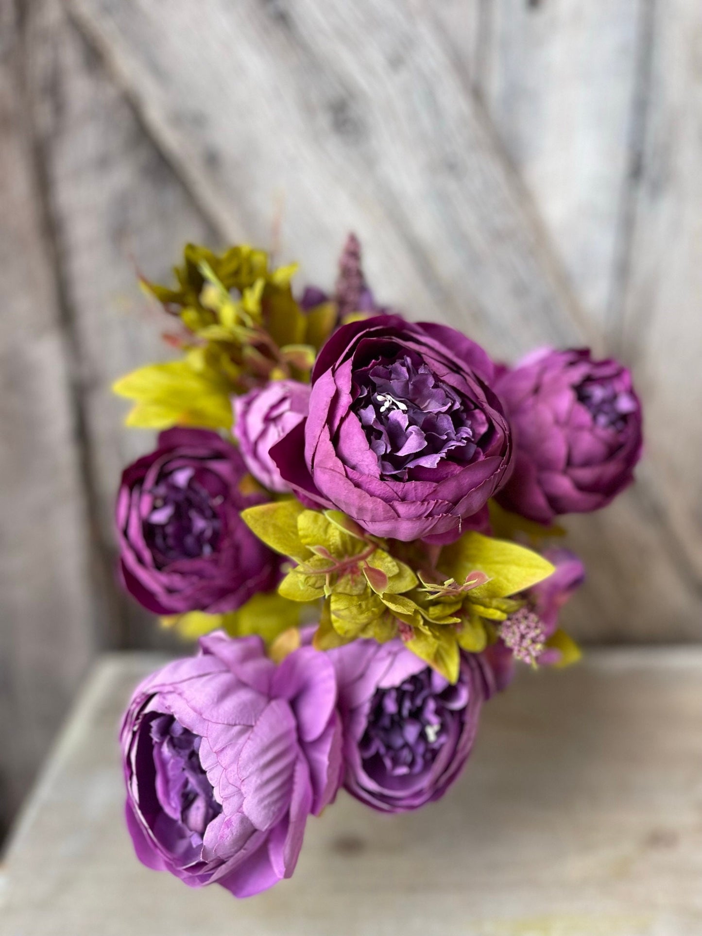 20" Purple Peony Bush, Artificial Peony, Pink Peony Bush