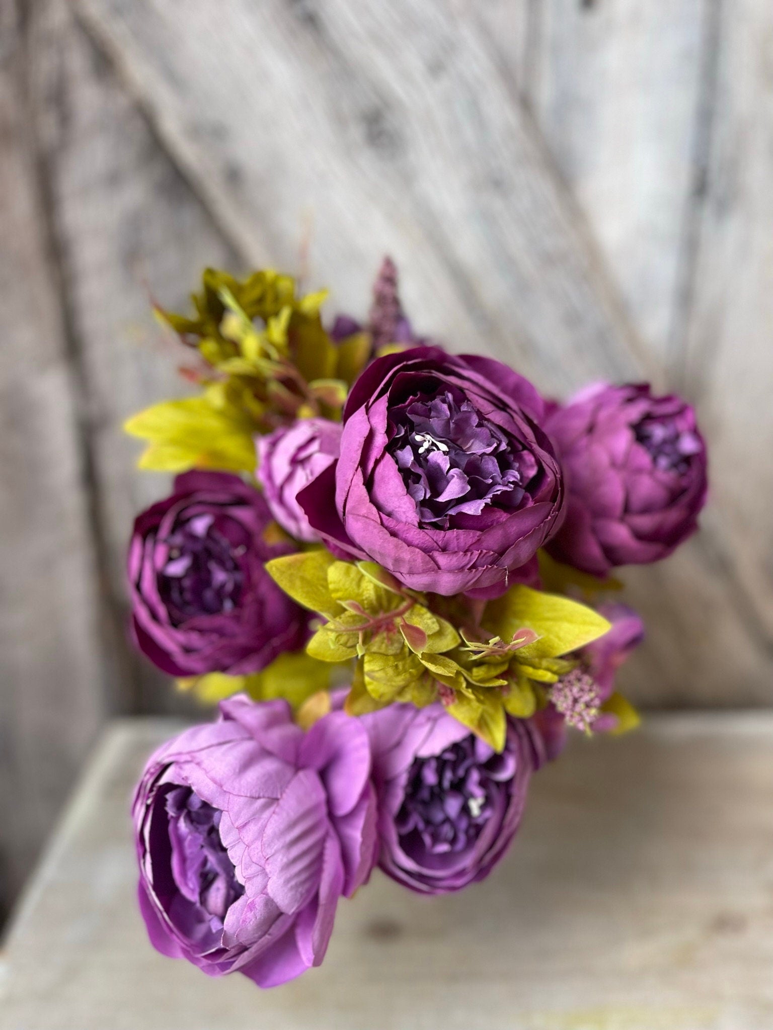 20" Purple Peony Bush, Artificial Peony, Pink Peony Bush