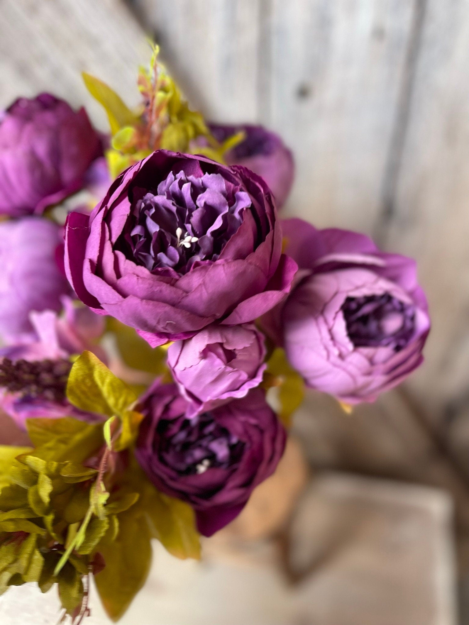 20" Purple Peony Bush, Artificial Peony, Pink Peony Bush