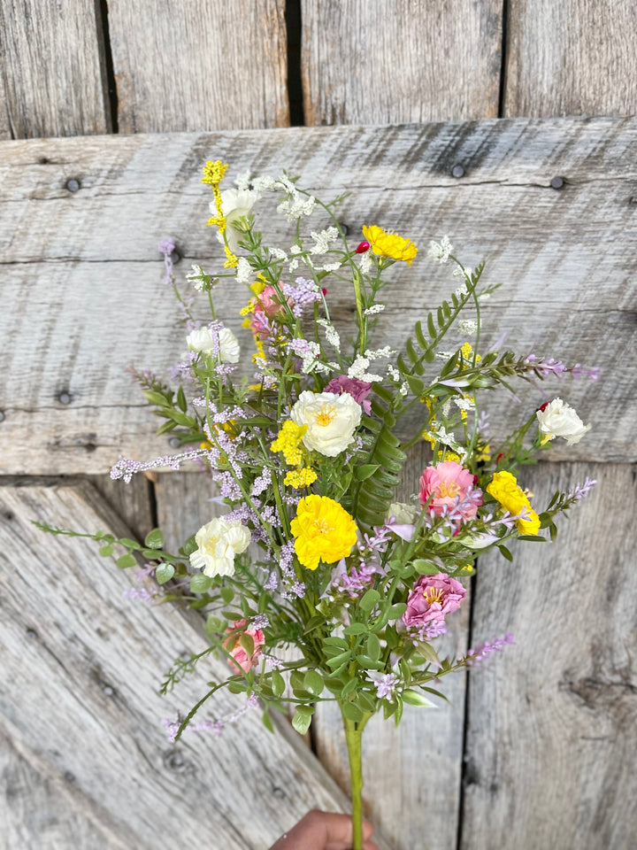 20" Mixed Wild Flower Bush, Floral Filler Spray, Spring Florals