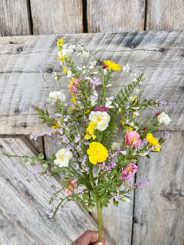 20" Mixed Wild Flower Bush, Floral Filler Spray, Spring Florals