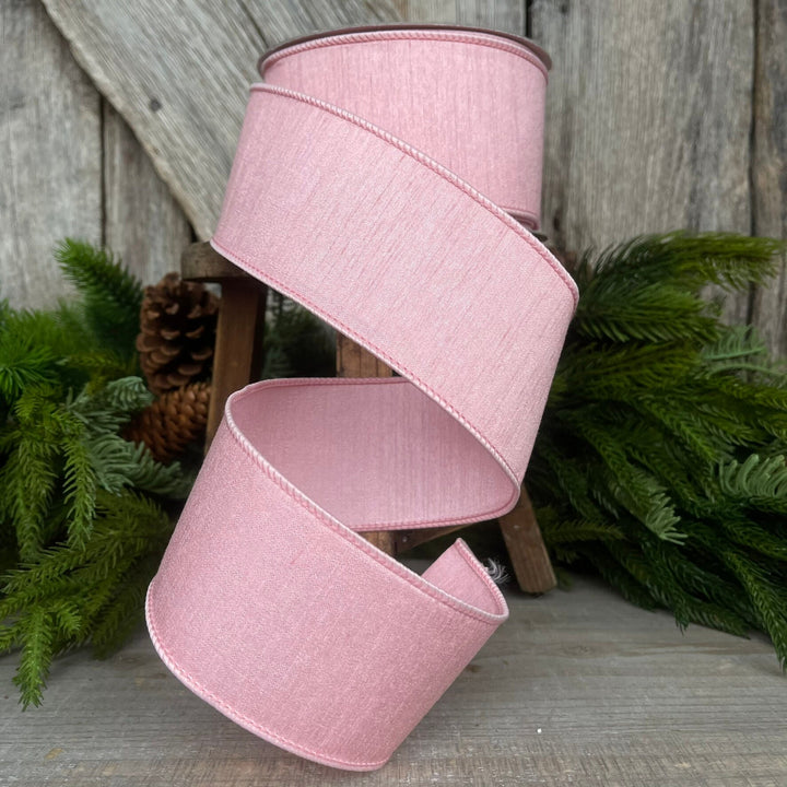 2.5” Rose Pink Dupion Ribbon, Farrisilk ribbon, wired ribbon