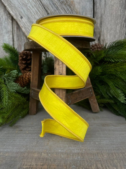 1" Yellow Dupion Ribbon, Farrisilk Ribbon, Spring Ribbon