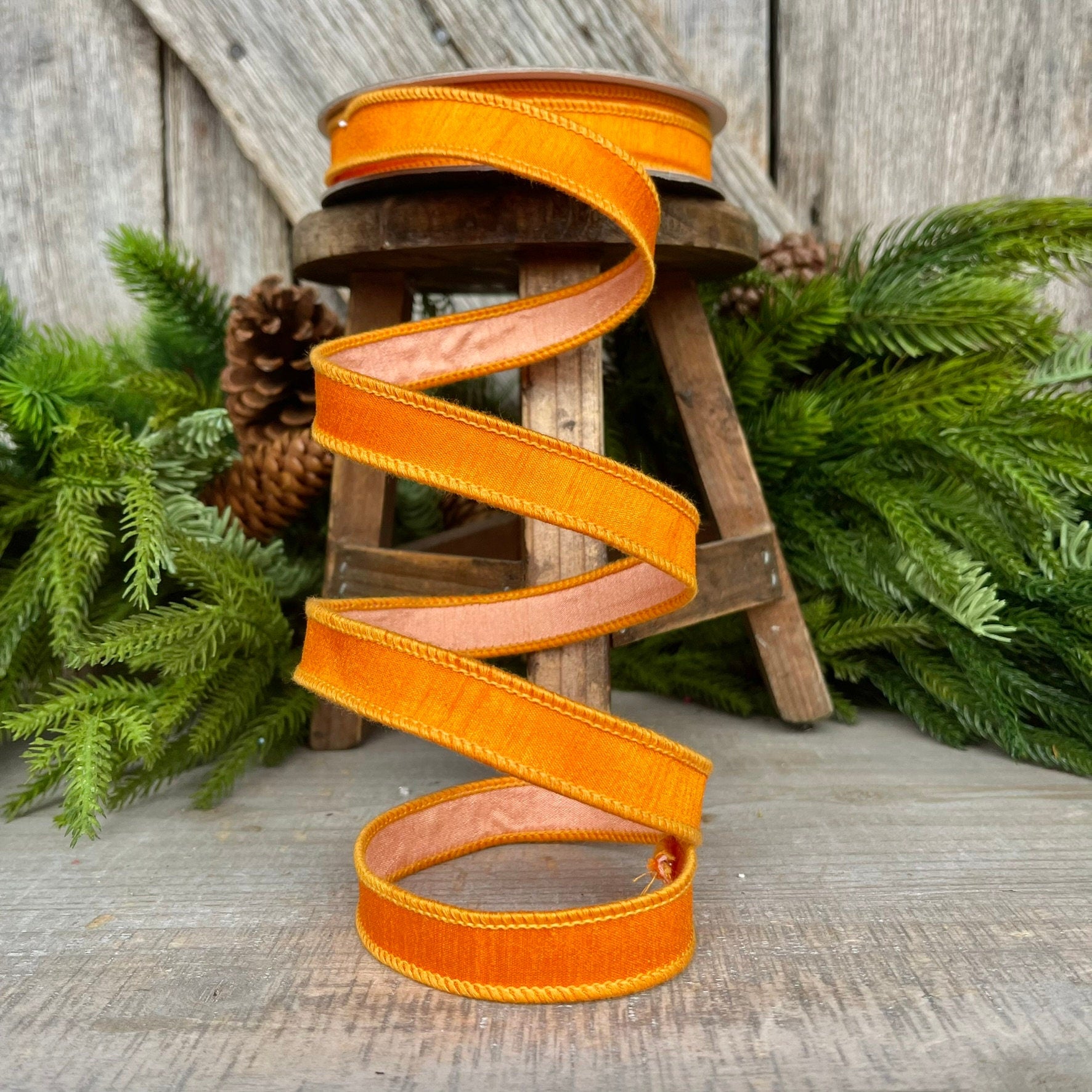 1" Orange Fusion Ribbon, Farrisilk Ribbon, Spring Summer Fall Halloween Ribbon