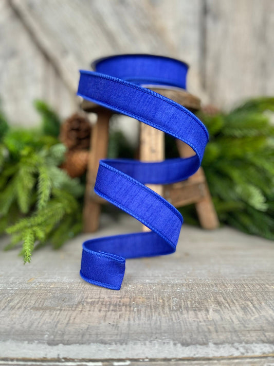 1” Royal Blue Dupion Ribbon, Farrisilk ribbon